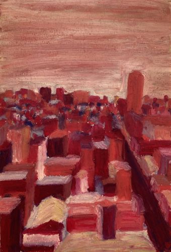 landscape of New York made with oil pastel for a oil pastel challenge by adesane